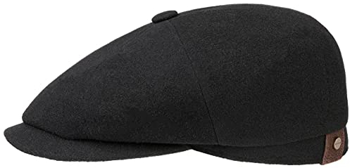Stetson Hatteras Schirmmütze Damen Herren Flat Cap mit Wolle Kaschmir Herbst Winter Flanelfutter schwarz 62 cm