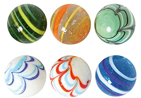 Bartl 110064 Glas-Murmeln Streifenmix 30 mm, 6-TLG.