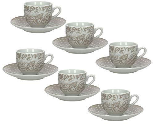 Tazzine caffè con piattino Olimpia Vintage in porcellana set 6 tazzine Tognana