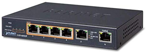 Planet GSD-604HP switch di rete Gestito Gigabit Ethernet (10/100/1000) Nero Supporto Power over Ethernet (PoE)