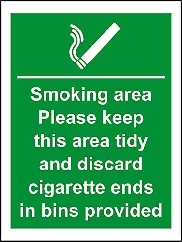 Smoking Area Cigarette Bins Provided safety sign - 1.2mm Rigid plastic 200mm x 150mm