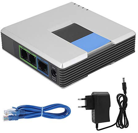 Fsskgx VoIP Gateway, 2-Port Internet Phone Adapter Protocollo Sip V2 con Cavo di Rete per Linksys PAP2T