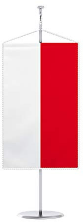 Vispronet® 15 x 25 cm Tischbanner Nationalfahne Set ✓ Fahne & Chrom-Ständer ✓ Kordel-Rand (Polen)