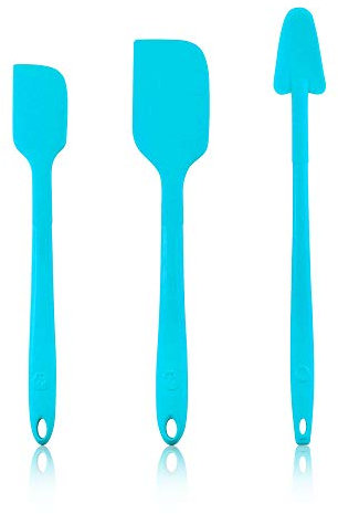 Kochblume Schaber-Set - Restelöffel L & Design Teigschaber L & Design Teigschaber M 3er Set | Premium-Silikon | Hitzbeständig | Spülmaschinenfest | Farbe: türkis