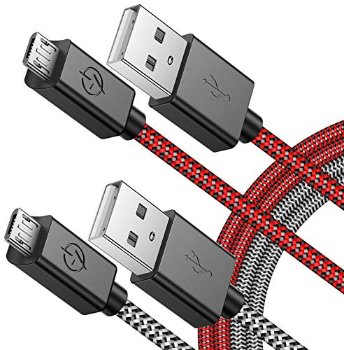 Elyco PS4 Controller Long Charger Cable-2 packs of 10 feet (about 3.0 meters) nylon braided micro USB charging cable Data sync cable with flush connector for Playstation 4, Dualshock 4 accessories