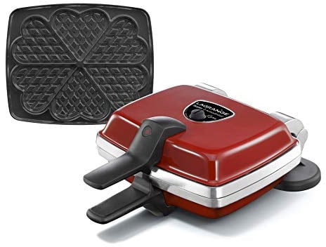 LAGRANGE Gaufrier Super2, 1000W, 1 jeu de plaques inclus (Gaufre Coeur), Fabriqué en France, Réversible sur son socle, Plaques amovibles, Multifonction, Nettoyage sans effort, 039512