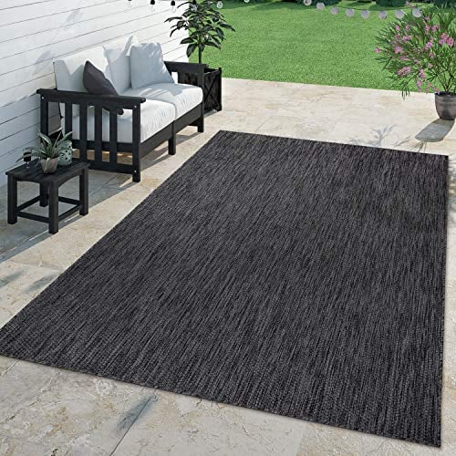 TT Home Alfombra para Exterior Alfombra Cocina Balcón Terraza Diseño Monocolor Moderna, Color:Antracita, Tamaño:140x200 cm