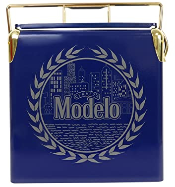 Modelo Retro Hielo con abrebotellas 13 L/14 cuartos de galón estilo vintage cubo de hielo para camping, playa, picnic, RV, barbacoas, portón trasero, pesca