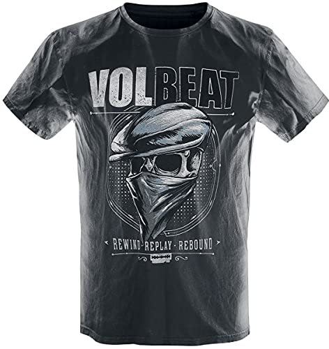 Volbeat Bandana Skull Männer T-Shirt hellgrau/schwarz S 100% Baumwolle Band-Merch, Bands