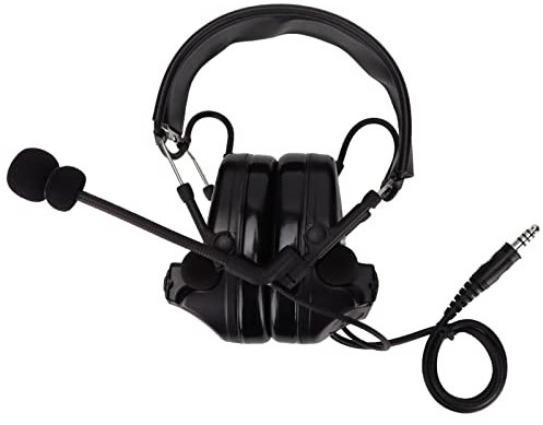 Elprico Auriculares Militares, Auriculares de Amplificación de Sonido con Cancelación de Ruido de Enchufe de 7,1 Mm con U94 PPT para Teléfono Móvil de 3,5 Mm(Negro)