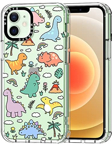 MOSNOVO für iPhone 12 / iPhone 12 Pro Hülle – Durchsichtige, schlanke, stoßfeste TPU+PC-Handyhülle, [6,6 Fuß Fallschutz/Anti-Abziehen] - Dinosaurierland