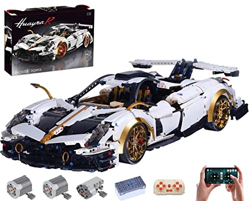 Technik Auto mit Power Functions Set, 1:8 Groß Auto Modellbausatz, 3428-tlg MOC Klemmbausteine Auto Set, Technik Auto Bausteine