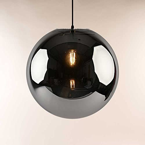 s.luce Orb Glaskugel Hängeleuchte Hängelampe Pendellampe Pendelleuchte Glaslampe, Farbe Schwarz/Rauch, Größe Ø 30cm