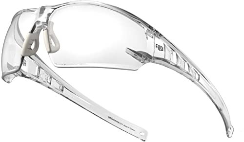 HUNTERSKY HTS S2491 Schutzbrille, leicht, beschlagfrei, transparent, mit Gummi-Nasenpolster, ANSI Z87.1, kratzfest
