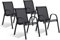 IDMarket - Set mit 4 Gartenstühlen LYMA aus Metall und Textilene, stapelbar, Schwarz