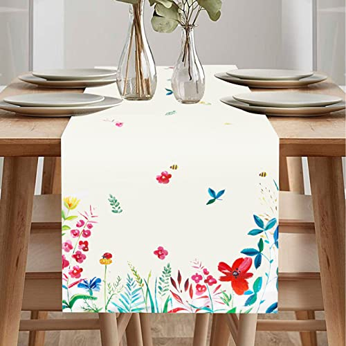 Tischläufer Frühling, Tischläufer Herbst, Tischläufer Winterlich, Tischläufer Weihnachten Modern, Tischläufer Sommer, Tischläufer Dekor, Tischläufer Blumen, Tischläufer (Blume, 40 x 180 cm)