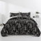 Lunoroey Tagesdecken für Doppelbett, Schwarz und Weiß, wendbar, botanische Blumen, Zweige, weiche Mikrofaser, leicht, gesteppte Tagesdecken, Bettwäsche-Set (1 Steppdecke, 2 Kissenbezüge)