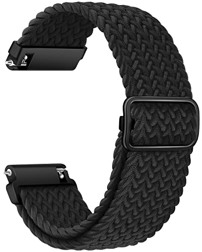 AidorMax Cinturino a Sgancio Rapido 20 mm, Cinturini di Ricambio Regolabile in Elastico con Smartwatch e Orologi, Braccialetto Estensibile Eleganti, Comode e Traspiranti per Uomo e Donna (Nero)