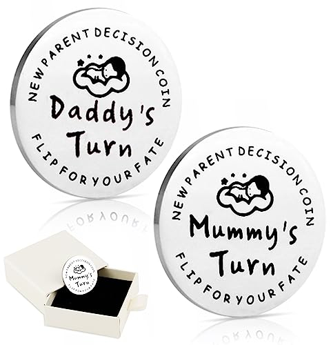Entscheidungsmünze für Neue Mama Papa, Geschenke für Neue Werdende Eltern, Personalisierte Babyparty Geschenk für Frische Mütter Werdende Väter, Schwangerschaftsgeschenk Geschenkideen für Schwangere