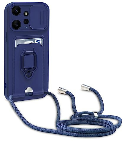 yanasuo Cordon de Coque Compatible avec Xiaomi Redmi Note 12 4G, Collier pour Étui Colliers de cellulaire, Silicone Cover Protection de la Caméra Étui Lanyard Case-Bleu