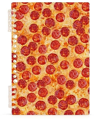 YOUJUNER Notizblock 3D-Pizza-Druck Spiralblock Notizbuch Notebook Journal, A5, 60 Blatt, 120 Seiten, 80 g Papier
