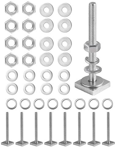 T Slot Bolts for Thule, Yakima Roof Rack Cross Bars, Platform, Cargo Basket, Stainless Square T Track Bolt Adapter to Secure Bike/Ski/Kayak Rack, Solar Panel, Awning (M6 x 65mm, 4mm Thick)