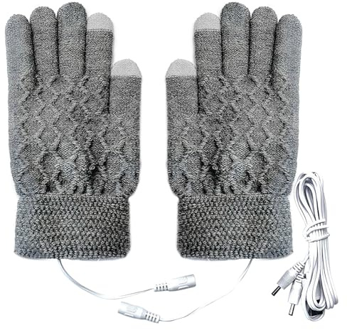 Men's Teen Boys USB Heated Knitted Five Finger Thermal Touchscreen Typing Electric Heating Hand Warmer Gloves for Texting Gaming Running Skiing