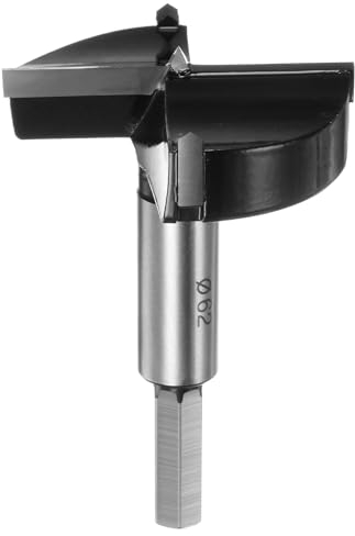 QUARKZMAN Barrena Forstner de 62mm (2-7/16) de Carburo de Tungsteno para Madera, Cortador de Abridor de Agujeros para Bisagras, Carpintería, Color Negro