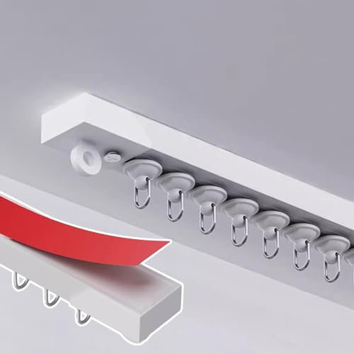 YLNANMI Selbstklebende Vorhangschiene,Gardinenschiene Ohne Bohren-8x40cm(320cm),Gardinen Schienensystem,Duscvorhangstange für Fenster, Schlafzimmer, Duschen, Schränke und Wohnmobile