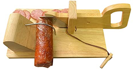 Sausage Guillotine Double Blade Durable Rubber Tree Wood Vegetable Cutter Wooden Base Stainless Steel Seat