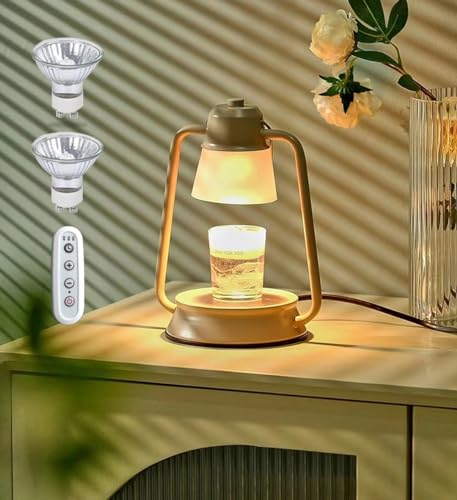 ELINKUME Kerzenwärmer Lampe mit Timer,Dimmbare Duftlampe für Kerzengläser,Elektrischen Wachsschmelzwärmer für Schlafzimmer,Home Decor Leuchten Geschenke für Frauen(2 Glühbirnen Enthalten)