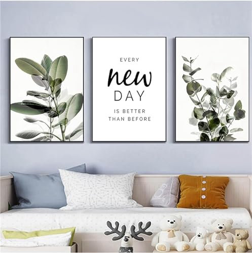 YLHKME Tableau Plantez du Vert,Affiche Toile Tableau Decoration Murale Salon,pour Chambre Cuisine Bureau, Deco Maison, sans Cadre (Frameless,3X20X30CM)