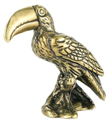 JIAPAILAIYUN Figura de latón, 4,6 x 3 cm, bronce antiguo, retro, de bronce macizo, adornos de loro, bonitos adornos de latón, colección de manualidades