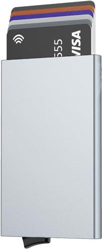 Stock Líder -Carte In Alluminio, Titolare Metallico RFID 5 Colori, Porta Carte Di Credito, Portafoglio Alluminio, Regali Originali per Uomo, Portafoglio Porta Carte In Alluminio, grigio, Normal,