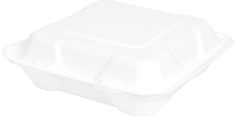 MAXI PRODUCTS - 100 Envase Portamenú - 20,5 x 20,5 x 6 cm (900 cc) - Envase Caña de Azúcar Comida para Llevar - Envase Hamburguesa - Táper con Compartimentos para Comida - APTO PARA MICROONDAS