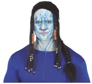 DISBACANAL Avatar-Perücke für Männer - WIG - Schwarz - Böhmisch - Spielzeug