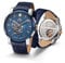 Kronsegler Meteorit Herren Armbanduhr Automatik mit Lederband limitiert mit Meteoritgestein Stahl blau