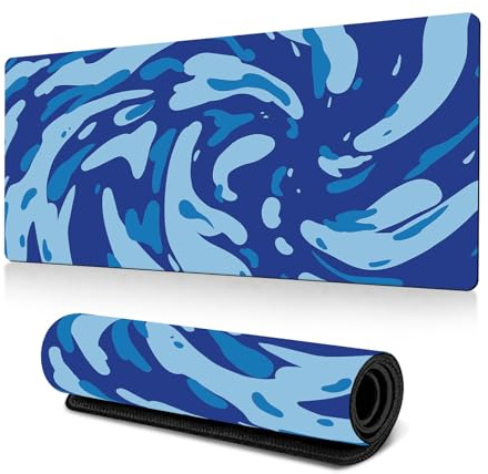 Hixingo Tapis de Souris XXL/XL/L, Fluide Simple Tapis de Souris Gamer, Tapis Souris avec Bords Cousus, Tapis de Souris en Base Antidérapante Convient pour Gaming, Maison (Bleu,600x300x3mm)