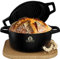 KAISERTAL 26cm Gusseisen Topf Brot Backen - Eingebrannte Brotbackform mit Deckel - Brottopf zum Backen - Brotbacktopf, Brotbackset, Gusseisentopf Brotbacken, Brot Backen Zubehör, Brotform