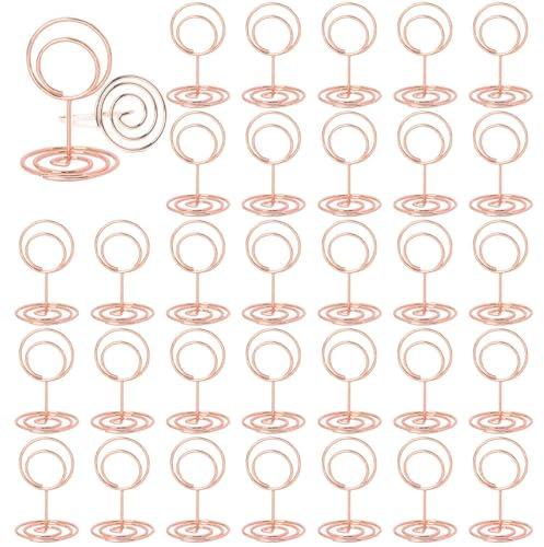 MisFun 30 Stück Tischkartenhalter, Fotohalter, Fotohalter mit Klammern, Memohalter, Tischkarten Halterung, Tischnummernhalter für Hochzeiten, für Hochzeiten, Jubiläen, Partys (Runden Roségold)