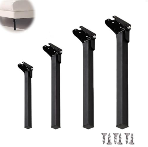 Lot de 4 Pied de Table Rabattable Noir Pieds Meubles Métal,Pieds de Table pliants en épingle à Cheveux Pied Pliant Table à 90 Degrés,pour Les Tables Basses (60cm)
