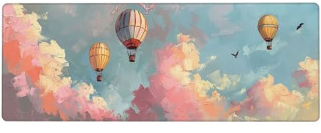 Gaming Mauspad Clouds Mauspad XXL 900 x 400 x 3mm XXL Mousepad Heißluftballons Mauspad Gaming Zubehör mit Anti Rutsch Basis Mouse Pad Wasserdicht und Langlebig für Maus und Tastatur, Home Decor