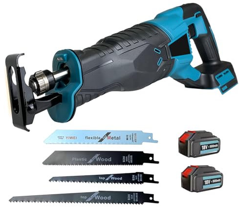 18V Reciprocating Saws,Compatible with Makita 18V Battery X2, Reciprocating Electric Saw with 4 Saws Blade, 3500 RPM Variable Speed, for Wood Metal Cutting