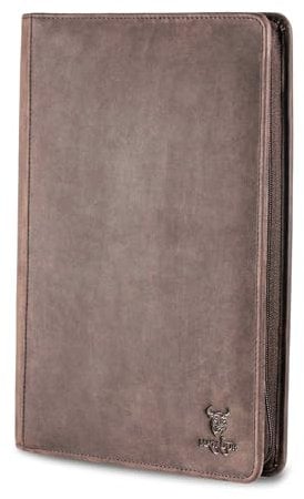 MATADOR |Barcelona| Echt Leder Dokumentenmappe A4 mit RFID Schutz | Aktenmappe für Herren Konferenzmappe mit YKK Reißverschluss & Tablet-Fach | Ringbuch-Mappe DIN A4 Arbeitsmappe in Dunkel Braun