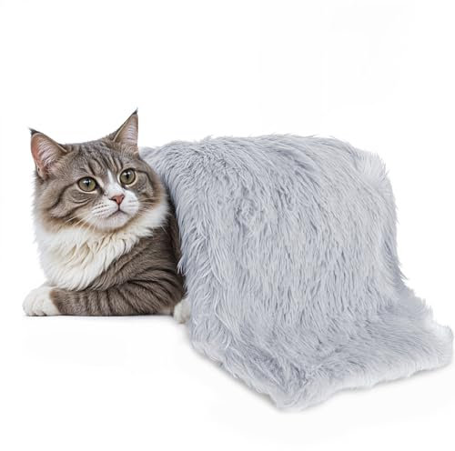 Dimeho Coperta soffice e calmante per animali domestici, coperta per cani e gatti, super morbida e calda, 56 x 36 cm, per interni, lavabile in lavatrice, coperta grigia per cuccioli di gattino