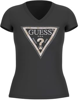 Guess Damen Short Sleeve Triangle Tiger Tee Kurzärmeliges Triangel-Tiger-T-Shirt