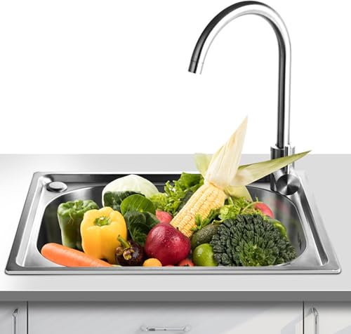 YCBTPS Gewerbliche Waschbecken Aus Edelstahl, 38 * 33cm Unterbau Spüle, Einbecken Waschbecken Für Küche, Spüle Mit Kaltem Wasserhahn Und Anderem Zubehör(38 * 33cm/15 * 13in)