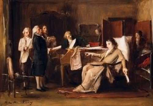 PMEFGJDPE Berühmte Gemälde Poster Kunstdrucke Porträts Wandkunst Der tod mozarts von mihaly munkacsy Leinwand Ölgemälde für Heimtextilien 60x90cm