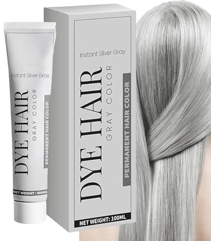 Tinte para el cabello gris, crema de color permanente plateado, trenzas nutritivas de larga duración, aspecto vibrante y natural, suministros para colorear estilo punk para todo tipo