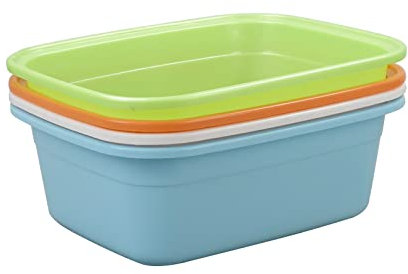 Buyitt 12 L Plastic Washing Up Bowl, Rectangular Dish Tub, Colored Dishpan Basin, 4 Packs